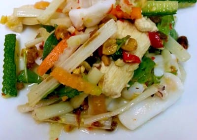 Lotus stem seafood salad